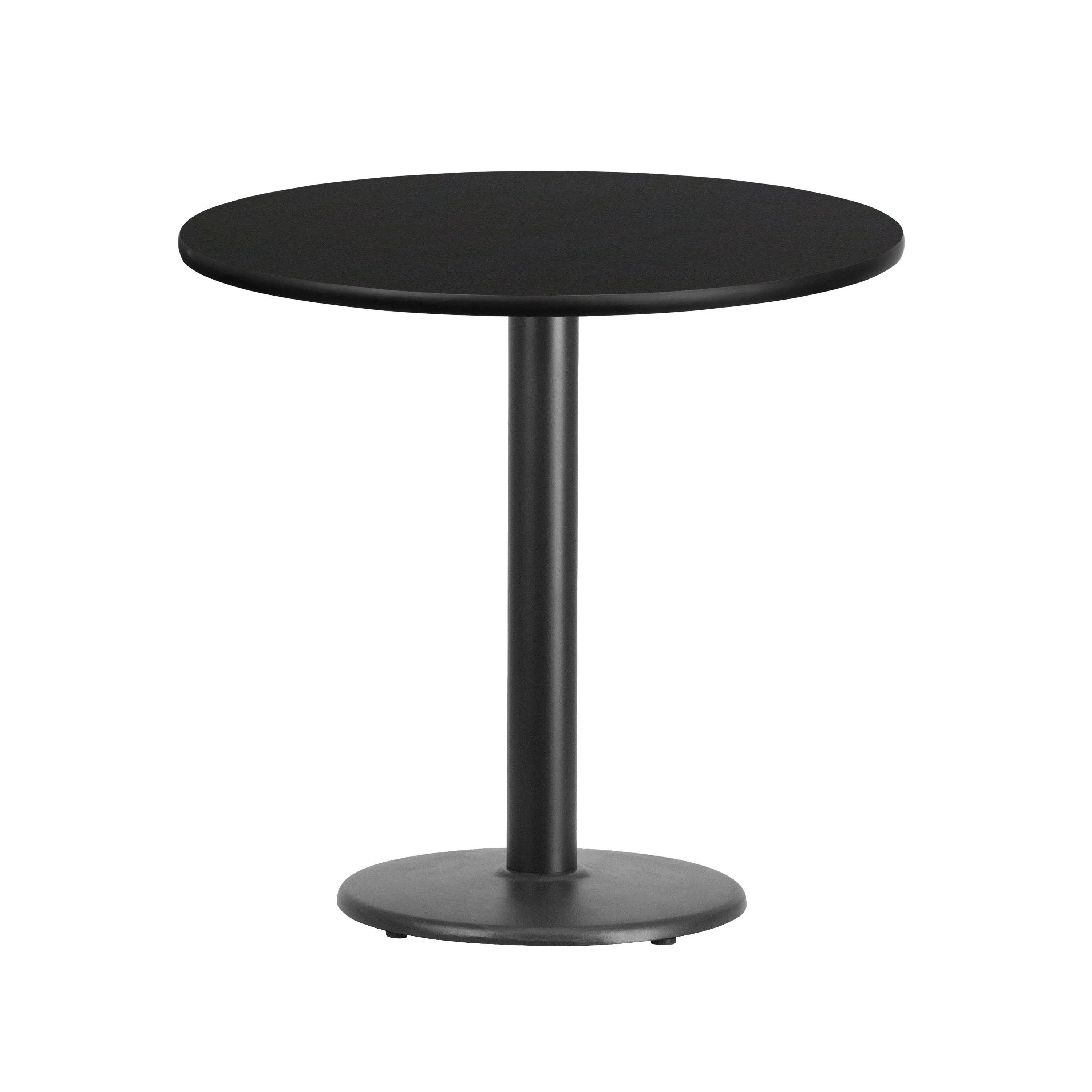 Flash Furniture XU-RD-30-BLKTB-TR18-GG 30" Dia. Round Black Laminated Dining Height Table with Pedestal Base