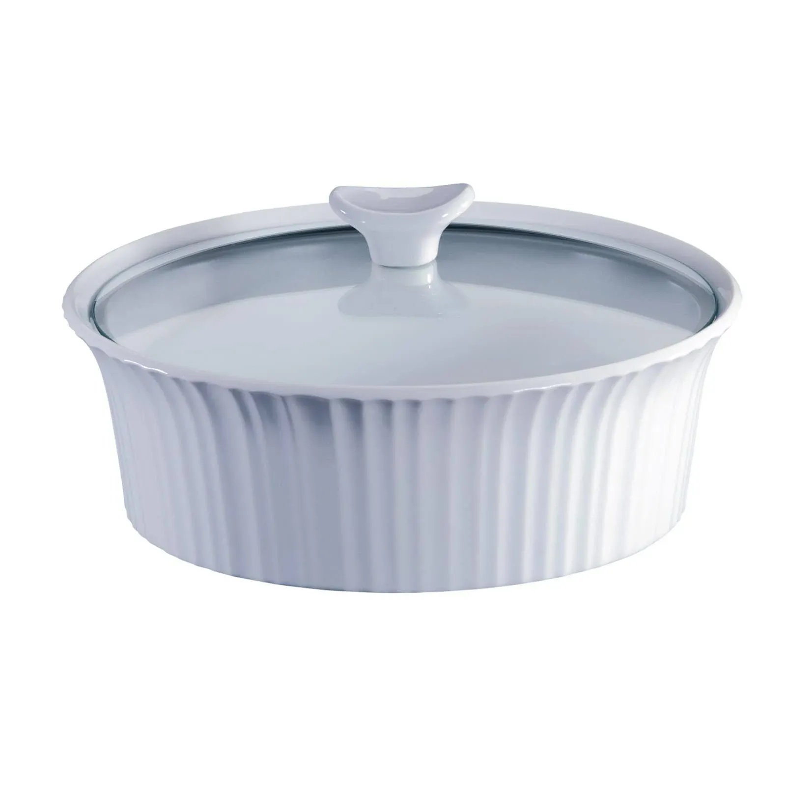 Corningware Entree Baker, Round, with Glass Cover, French White, 2.5 qt - 2 pieces