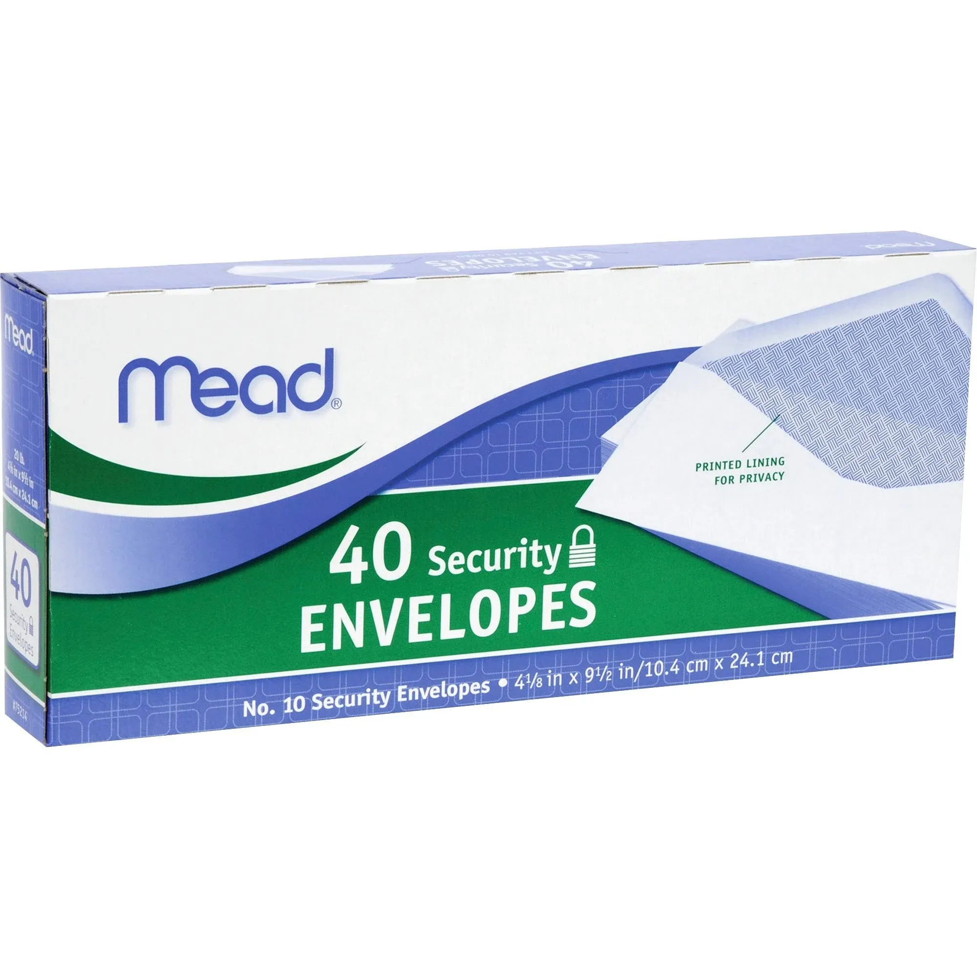 Mead #10 Security Envelopes - 40 count