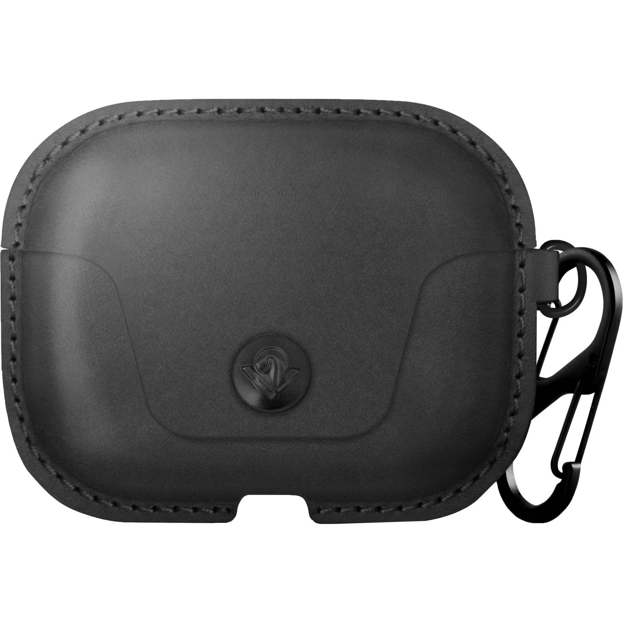 Twelve South AirSnap Pro Carrying Case Apple AirPods Pro - Black - Top Grain Leather, Metal, Full Grain Leather Body - Clip, Wristlet Strap, Wrist Str