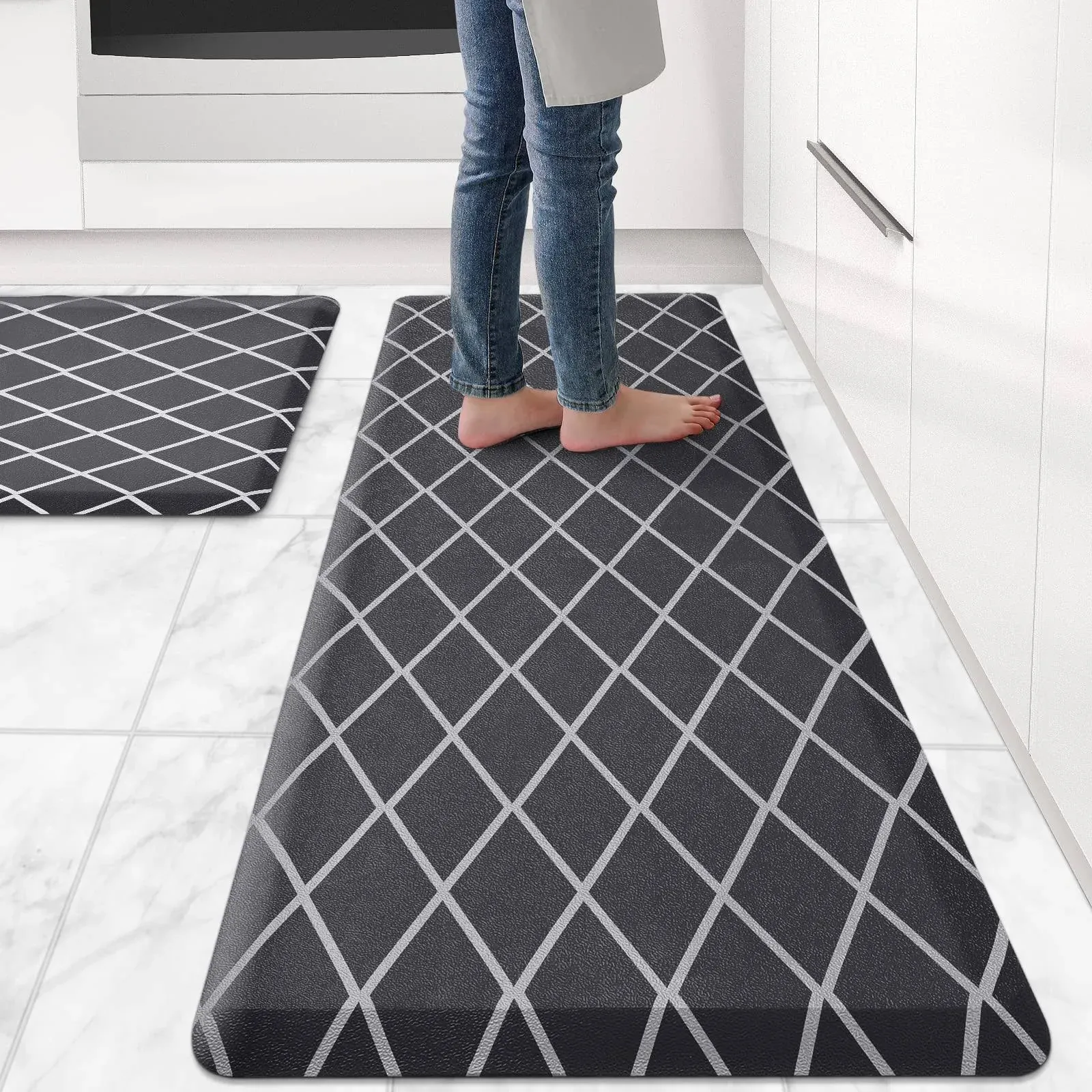 WEZVIX Kitchen Rugs Cushioned, Anti Fatigue Kitchen Mat 1/2Inch thick,ergonomic ...