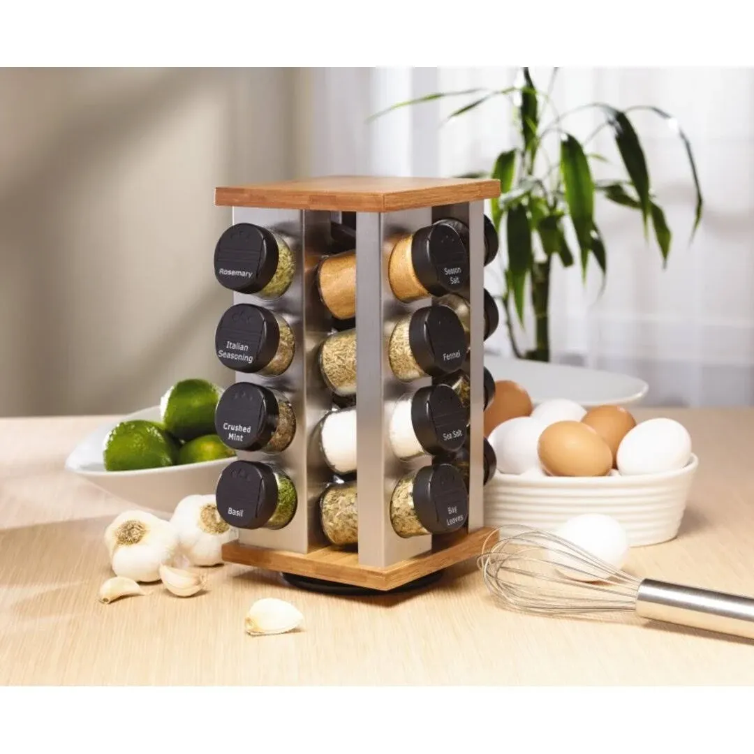 16 Jar Warner Revolving Countertop Spice Rack Organizer with Lift &amp; Pour Caps...