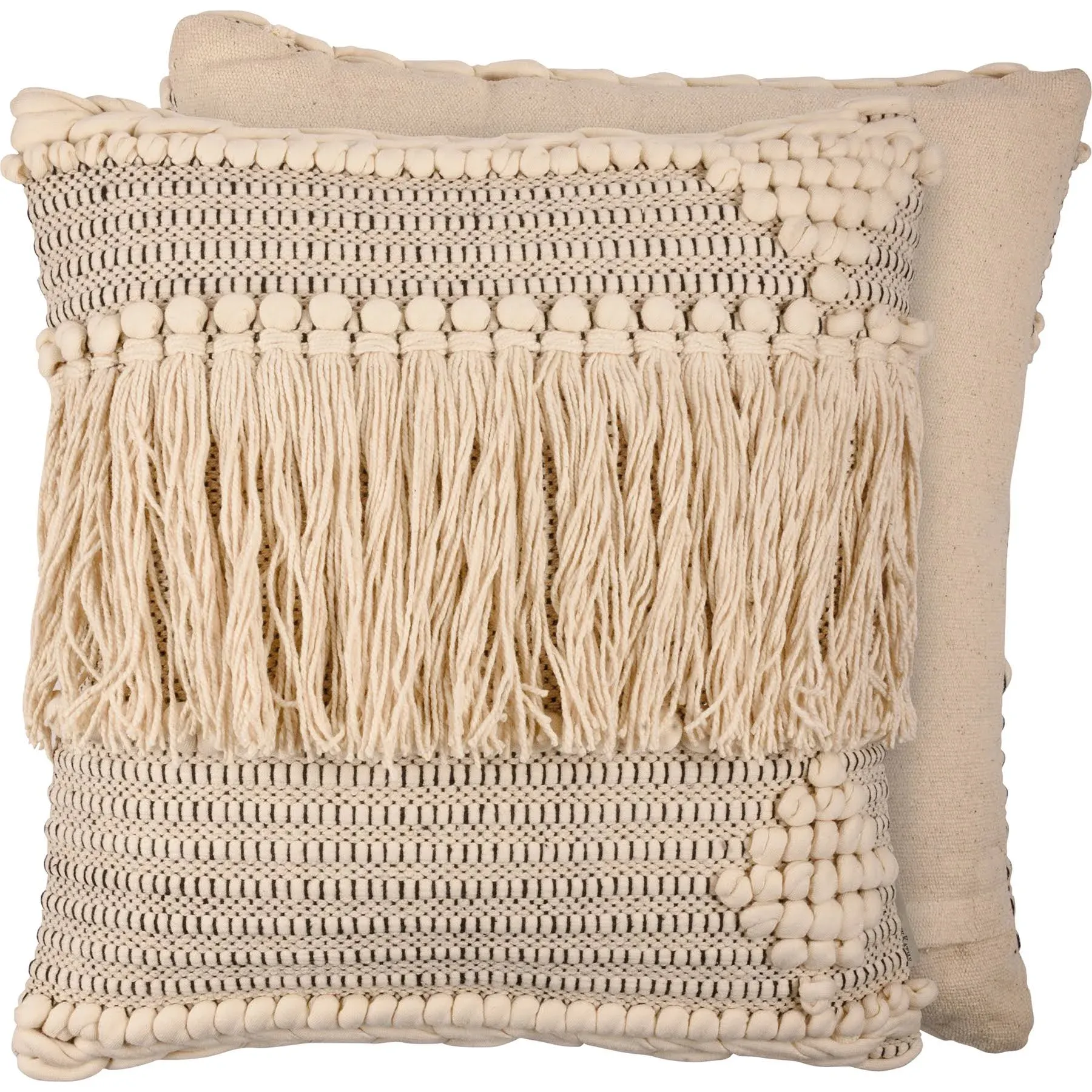 Primitives by Kathy 114004 Boho Tassels Throw Pillow, 18-inch Square