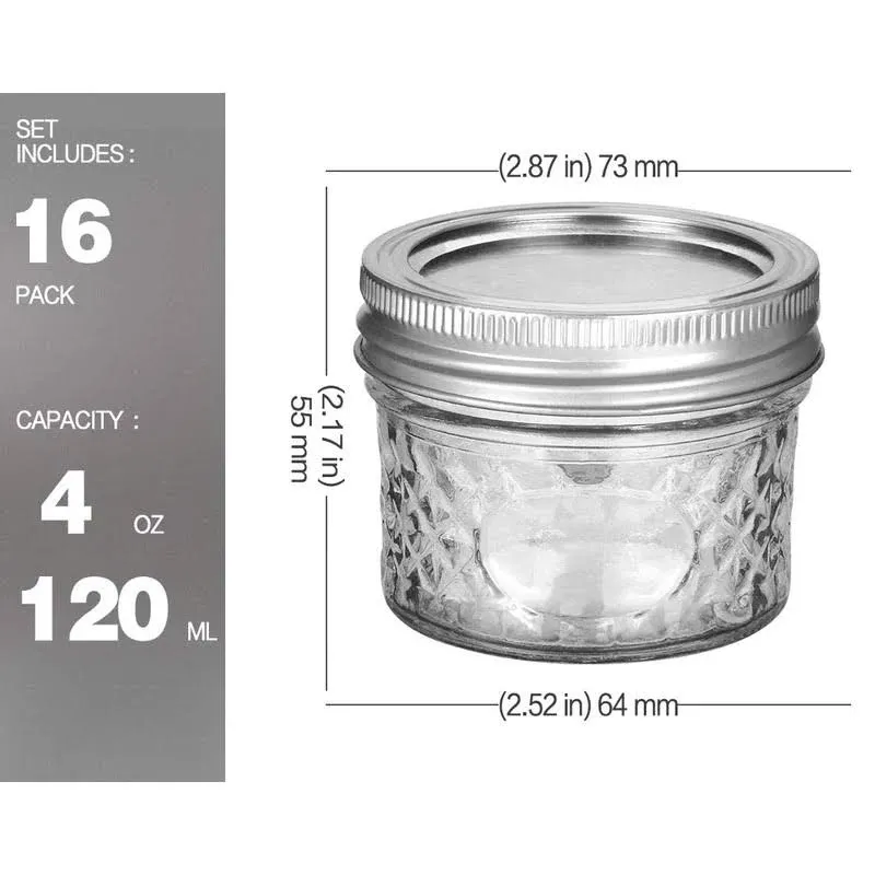 Verones Mason Jars Canning Jars, 4 oz Jelly Jars with Regular Lids and Bands ...