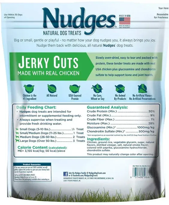 Blue Buffalo Nudges Natural Jerky Cut Dog Treats, Chicken Flavored, 40 oz.