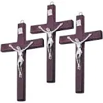 CHENGXIN Catholic Crucifix Wall Cross 3 Pack, Small Wooden Cross with Jesus for Home Decor, 4.7 inches