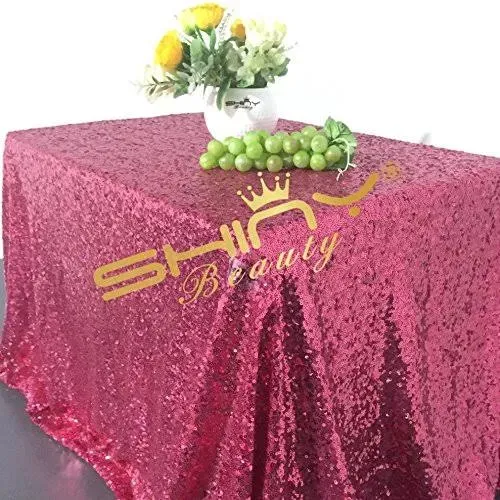 ShinyBeauty 60x102 Sequin Tablecloth Rectangle Hot Pink Sequin Tablecloth 6ft for ...