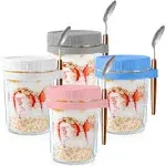 Mason Jars for Overnight Oats: 4 Pack Overnight Oats Containers with Lids and...