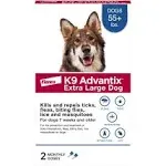 K9 Advantix Flea, Tick & Mosquito Prevention for Extra Large Dogs Over 55 lbs., 2-Monthly Treatments