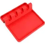 Zulay Kitchen Silicone Utensil Rest with Drip Pad - Red