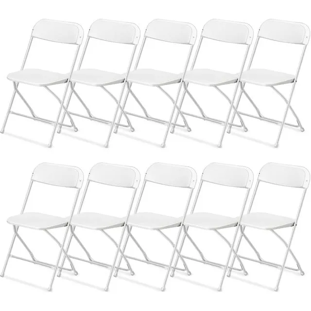 UBesGoo 10 Packs Plastic Folding Chairs Platsic Chair for Wedding Business Activities Banquet Seat Party Event Chair for Adults, White