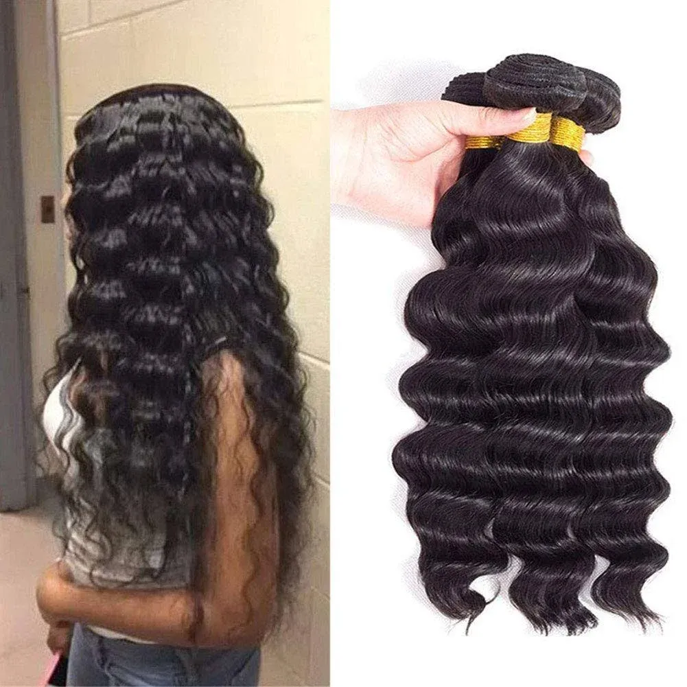 12A Brazilian Virgin Hair Loose Wave 3 Bundles 16" 16" 16" 300g Virgin Brazilian Remy Loose Deep Wave Human Hair Weave Bundles 100% Real Unprocessed Virgin Remy Human Hair Weft Natural Color