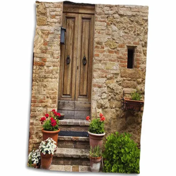 3D Rose House Doorway and Flowers-Pienza-Tuscany-Italy-Eu16 Teg0360-Terry Eggers ...