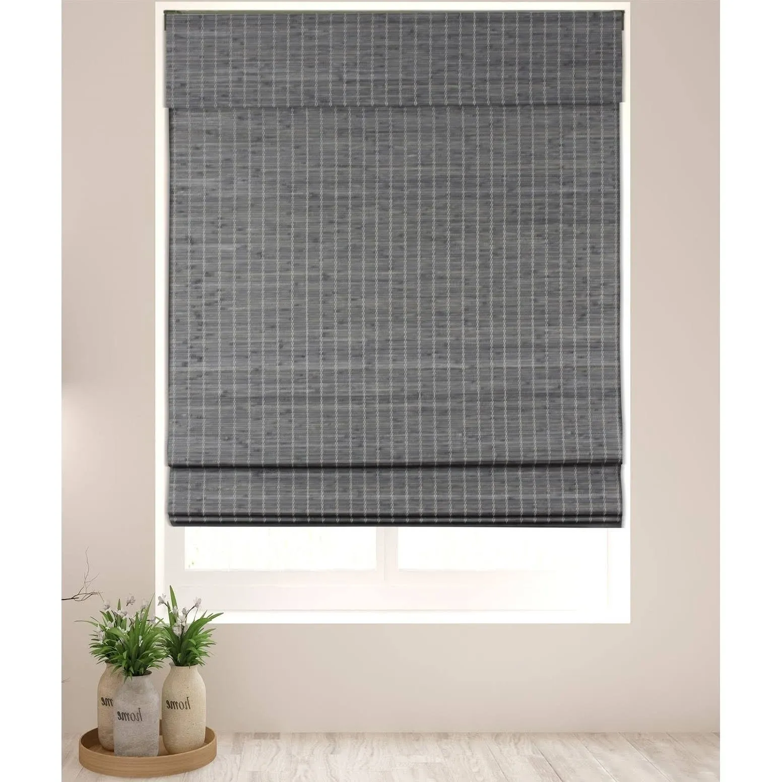 ARLO BLINDS Sheer Bamboo Roman Shades with Valance - Dali Native, 26" W x 74" H - Light Filtering Cordless Blinds for Interior Windows - Real Natural Bamboo Material - Mounting Hardware Included