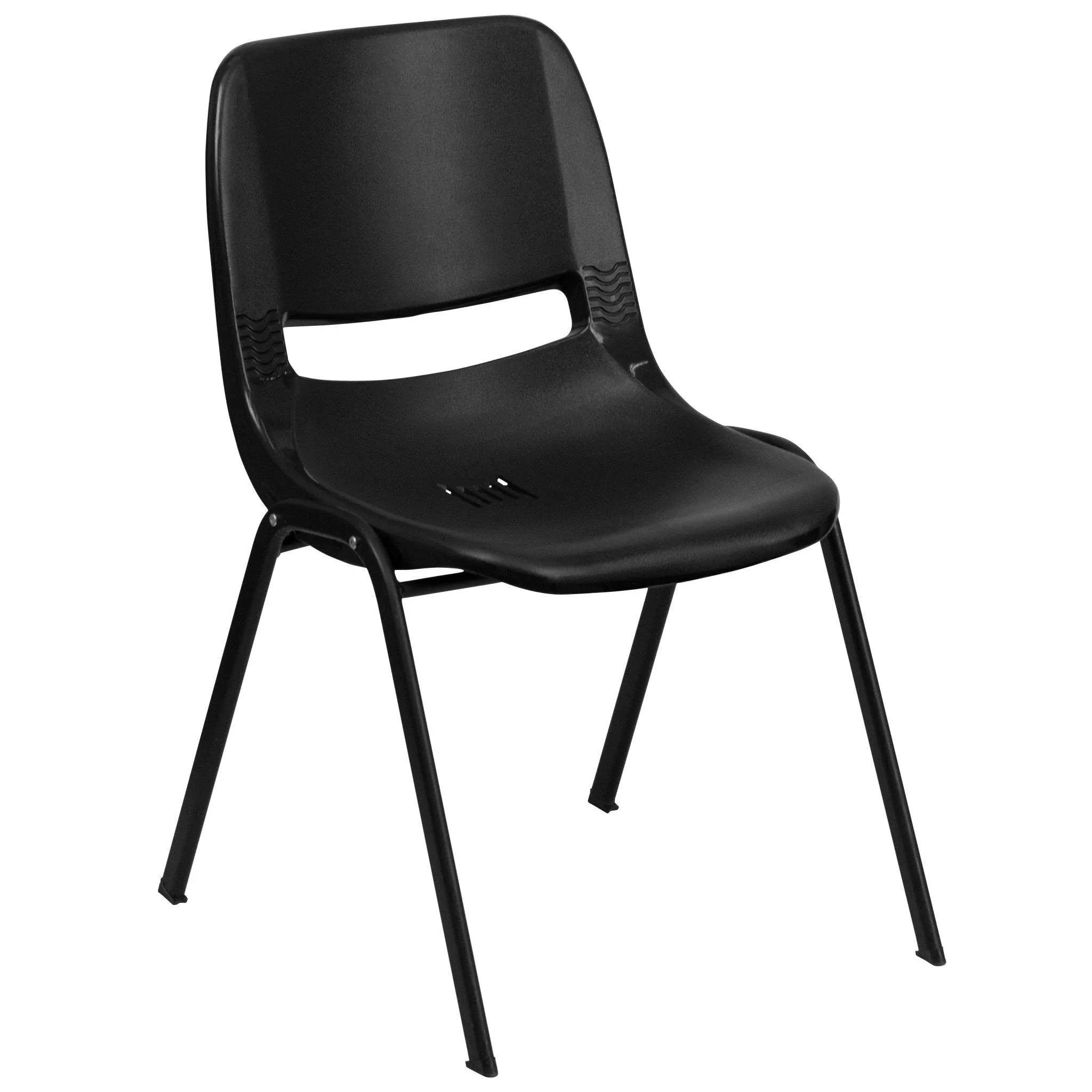 Flash Furniture Hercules Series Plastic Stackable Kids Chair in Black RUT12PDRBK