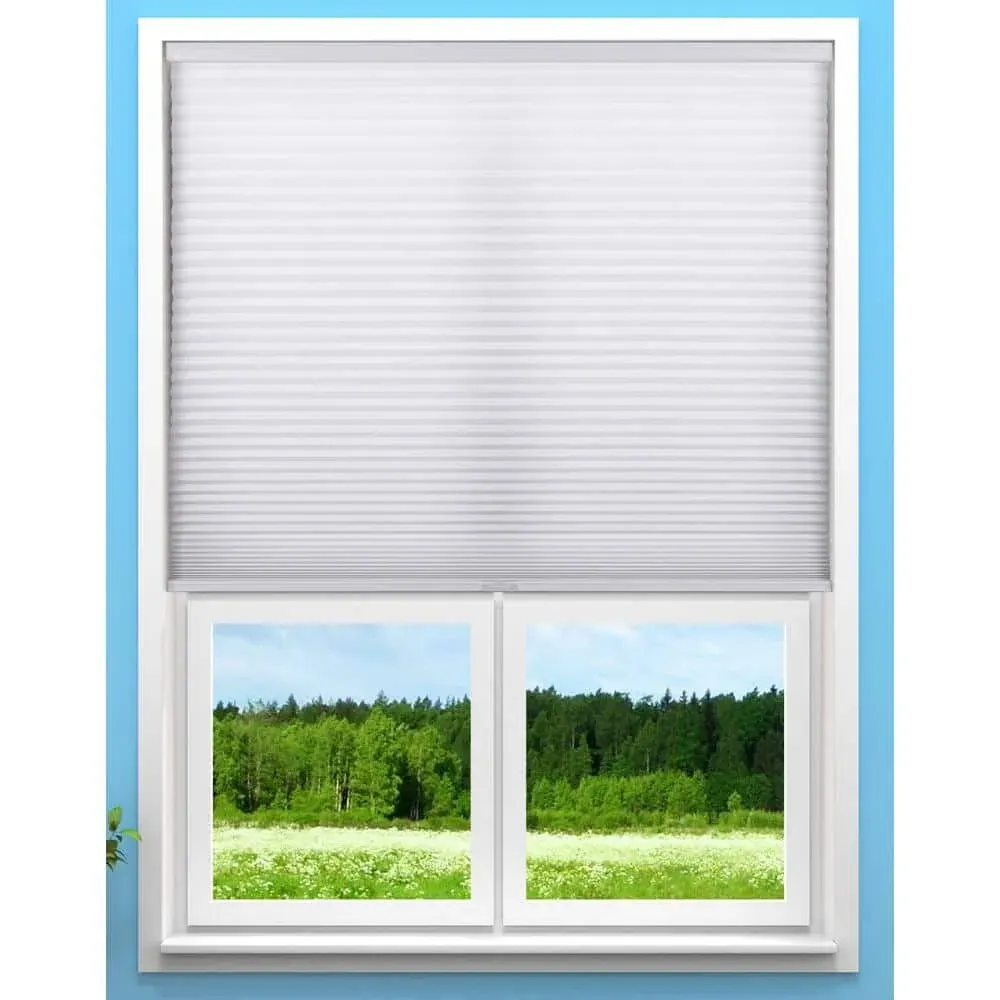 Arlo Blinds Single Cell Light Filtering Cordless Cellular Shades, Color: Pure White, Size: 34.5" W x 84" H