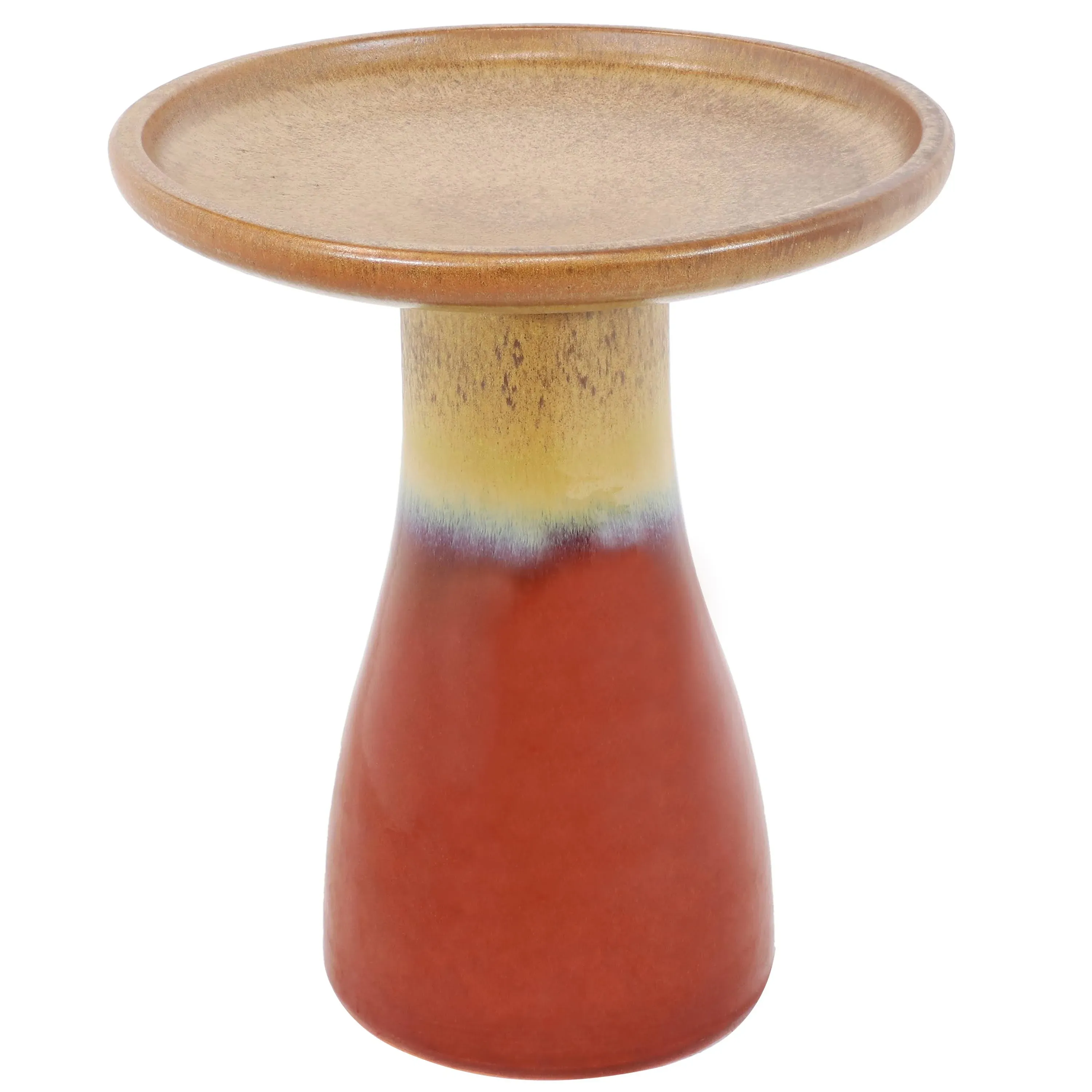 Sunnydaze Duo-Tone Ceramic Bird Bath - Lemon Cognac