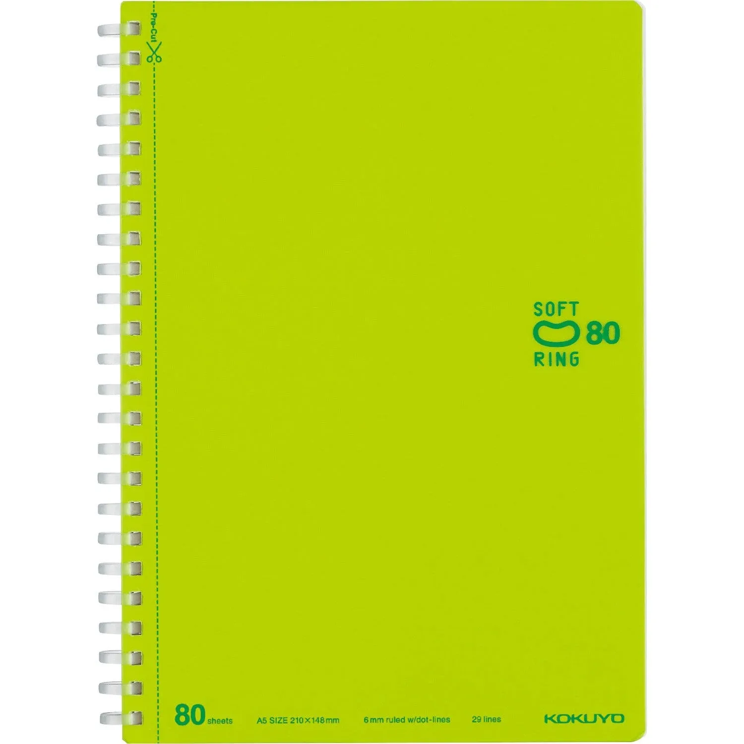 Kokuyo B5 Soft Ring B5 GREEN Notebook Dotted 6 mm Rule | Semi B5 80 Sh