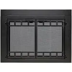 Uniflame Connor Black Bi-Fold Style Fireplace Doors with Smoke Tempered Glass, Medium