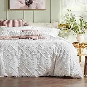 Bedsure Duvet Cover King Size King Duvet Cover King Boho Bedding for All Seasons 3 Pieces Embroidery Shabby Chic Home Beddin