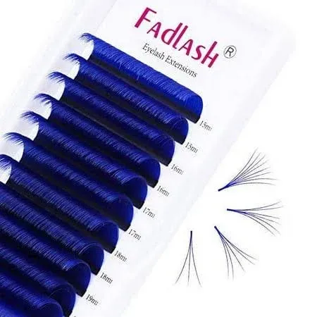 Volume Lash Extensions D Curl 15-20mm Mixed Tray Easy Fan Lashes 0.07mmm Blue ...