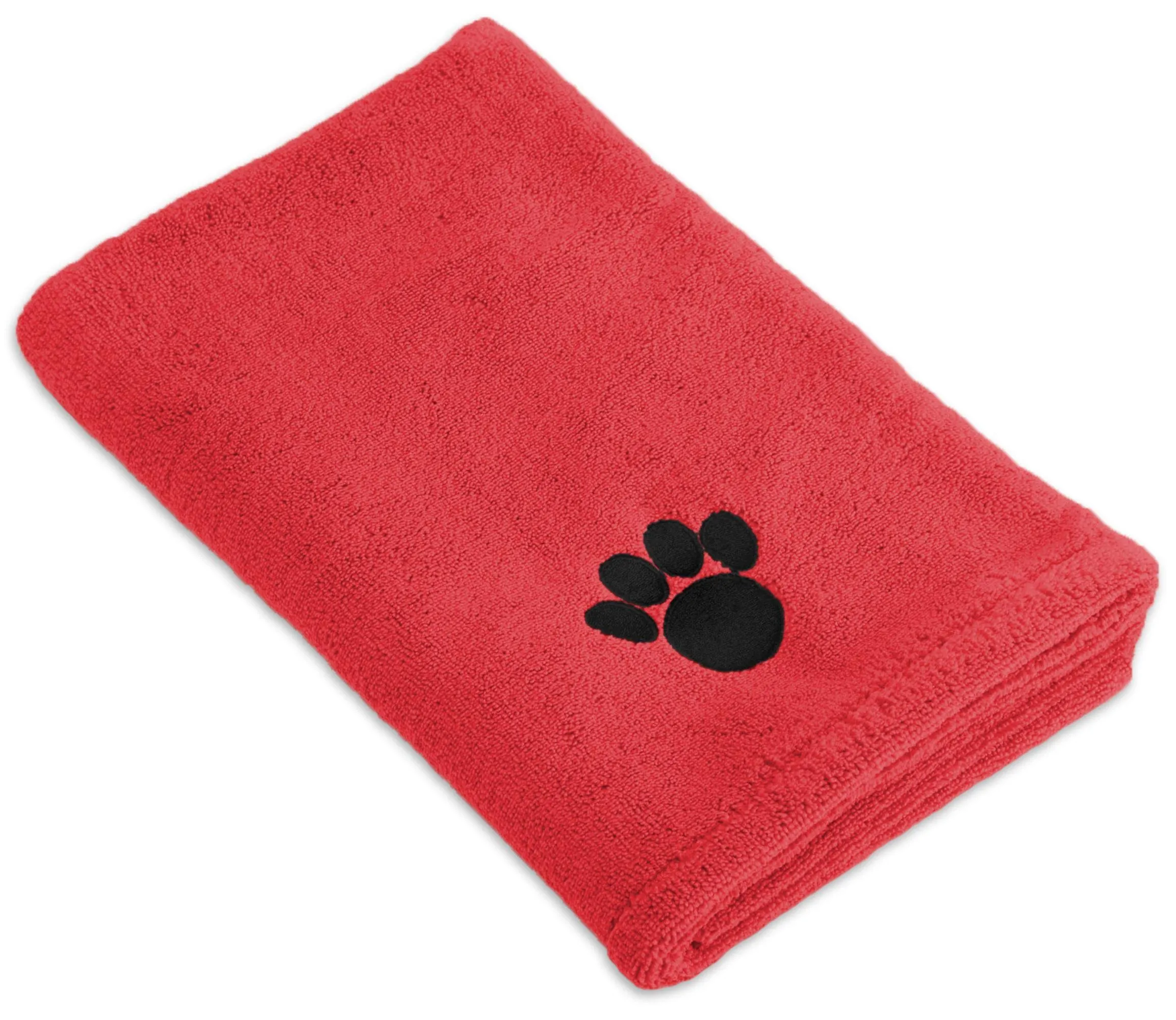 Bone Dry Embroidered Pet Grooming Towel Collection, Absorbent Microfiber X-Large, 41x23.5, Red