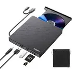 External DVD Drive, CD Drive USB 3.0 Typle C CD/DVD ROM +/-RW Adapter with USB P