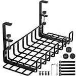 Wtaday Under Desk Cable Management Tray, 16 No Drill Cord Organizer with Clamps for Wire Management, 4mm Sturdy Wire Desk Cable Organizer Tray, Cable