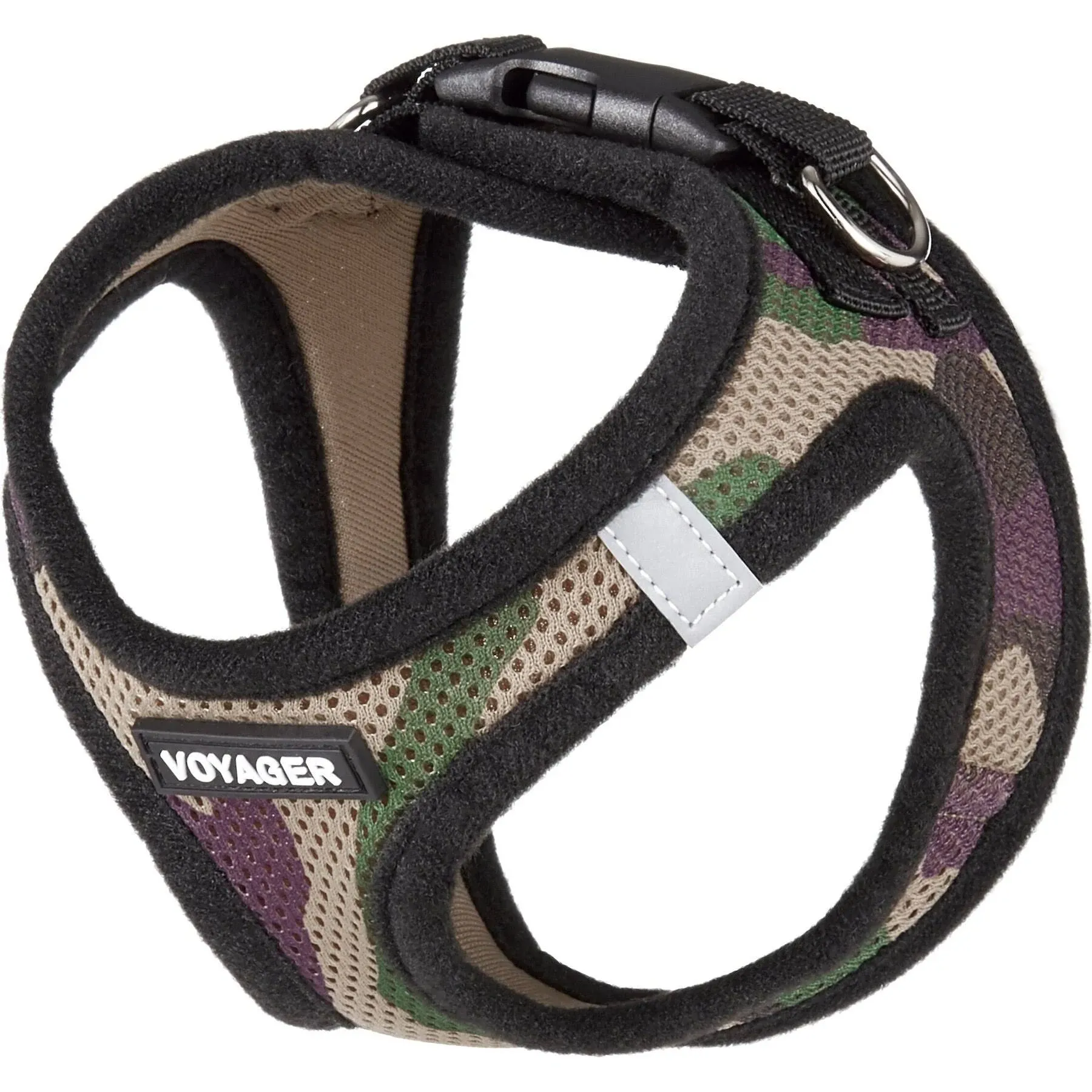 Voyager Step-in Air Dog Harness - All Weather Mesh, Reflective, No Pull Harness for Small, Medium Dogs, Cats - Secure with Hook & Loop Fastener, Buckle, Double D-Rings - Army/Black Trim, XS