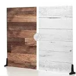 V-FLAT WORLD Duo Board Product Photography Backdrops - 2-Sided Background for Photography, Realistic Item & Food Photography Background - Includes 2 Legs & Mat - 30" x 40", Whitewash/Hickory Planks