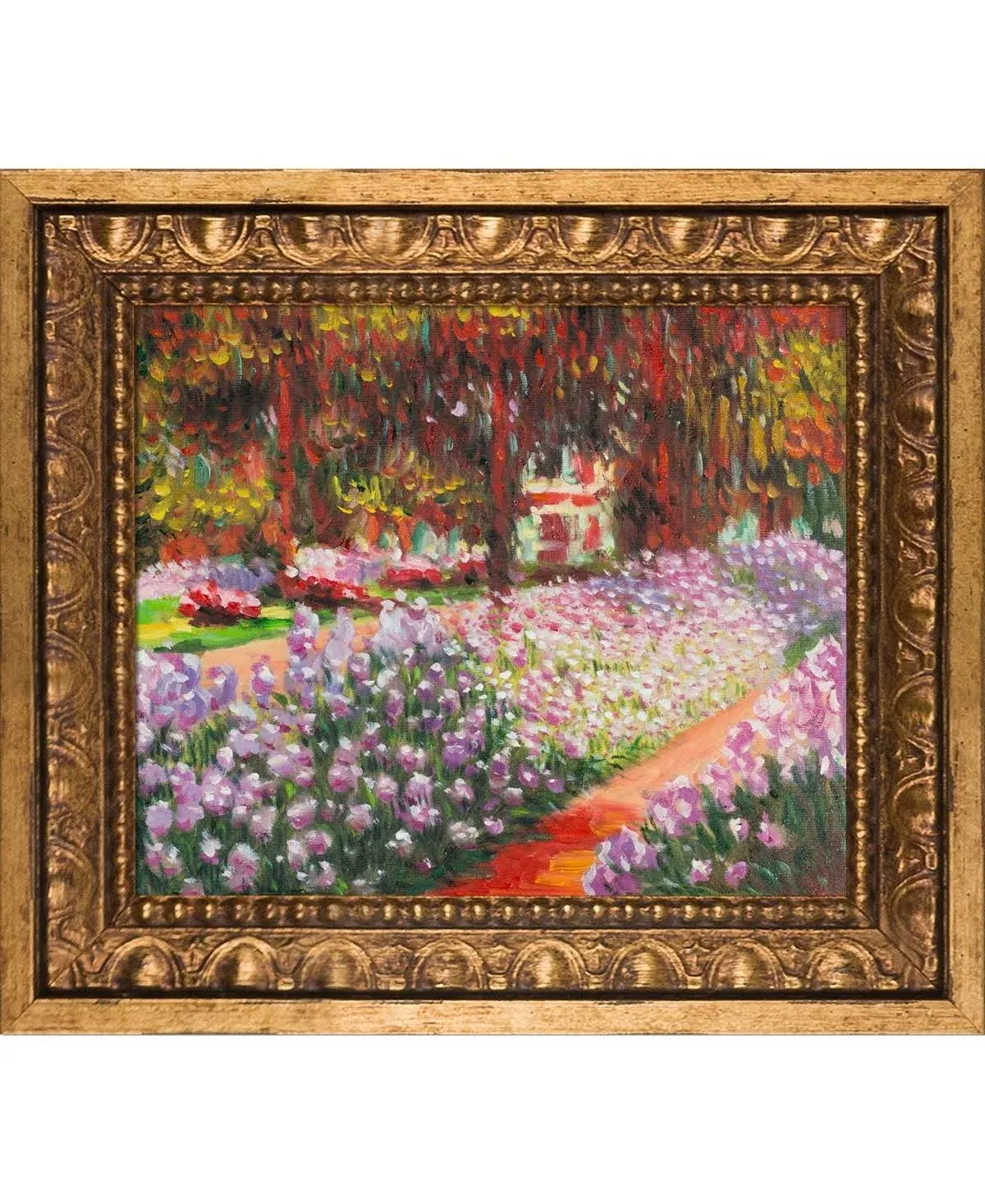 La Pastiche Claude Monet 'Artist's Garden at Giverny' Hand Painted Oil Reproduction