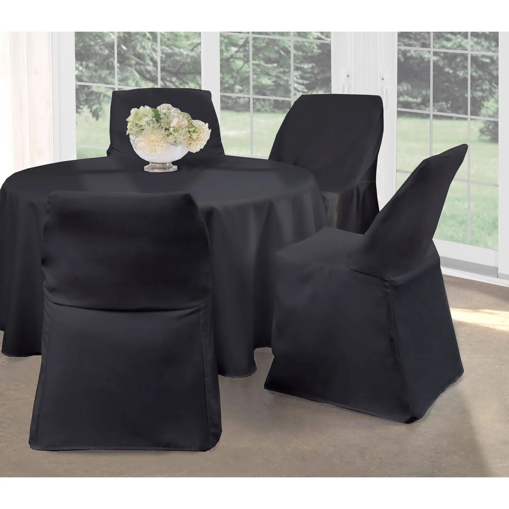 Fresh Ideas Folding Chair Cover 32" x 18" by Levinsohn in Black