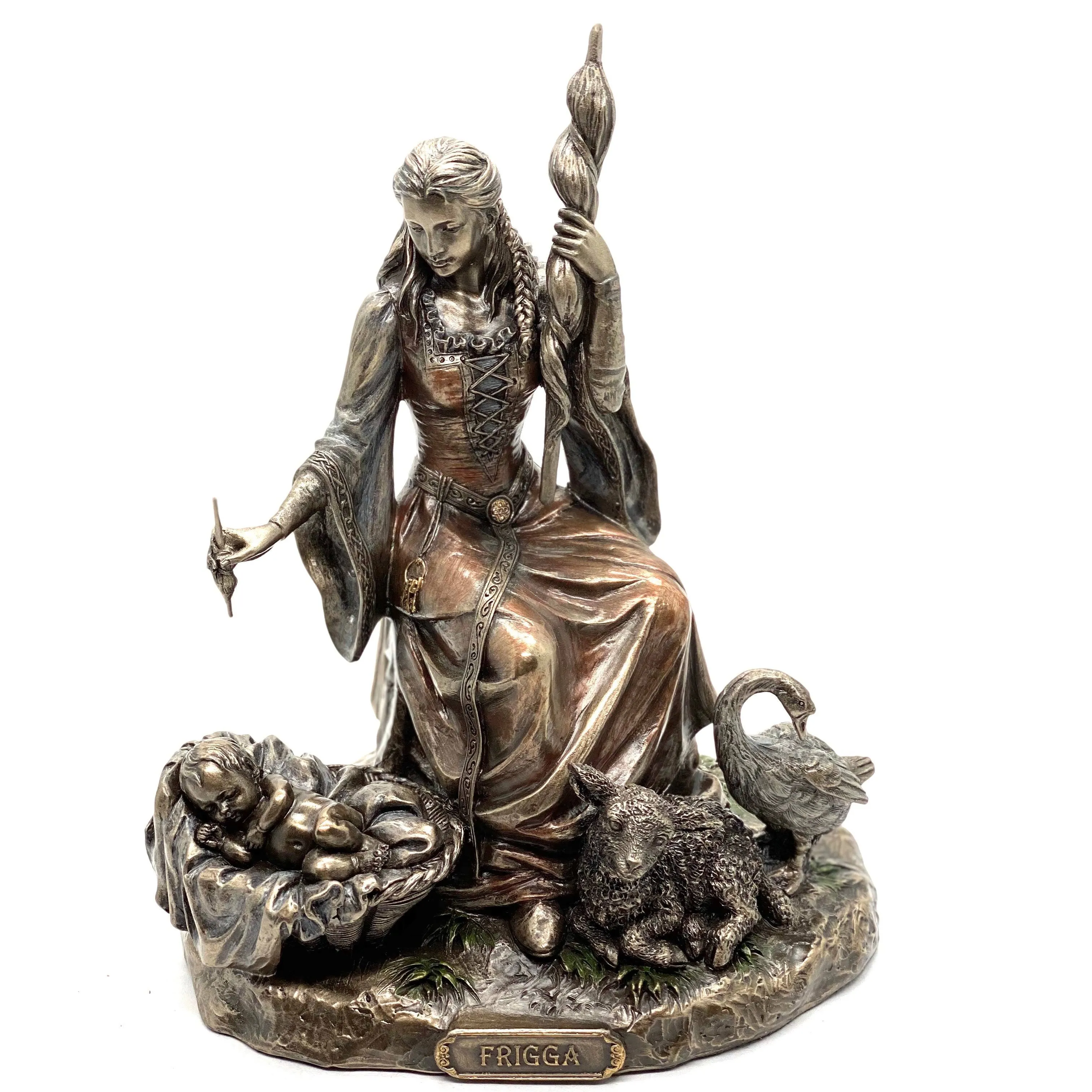 Bronze Frigga Norse Goddess of Love Marriage and Destiny Sculpture