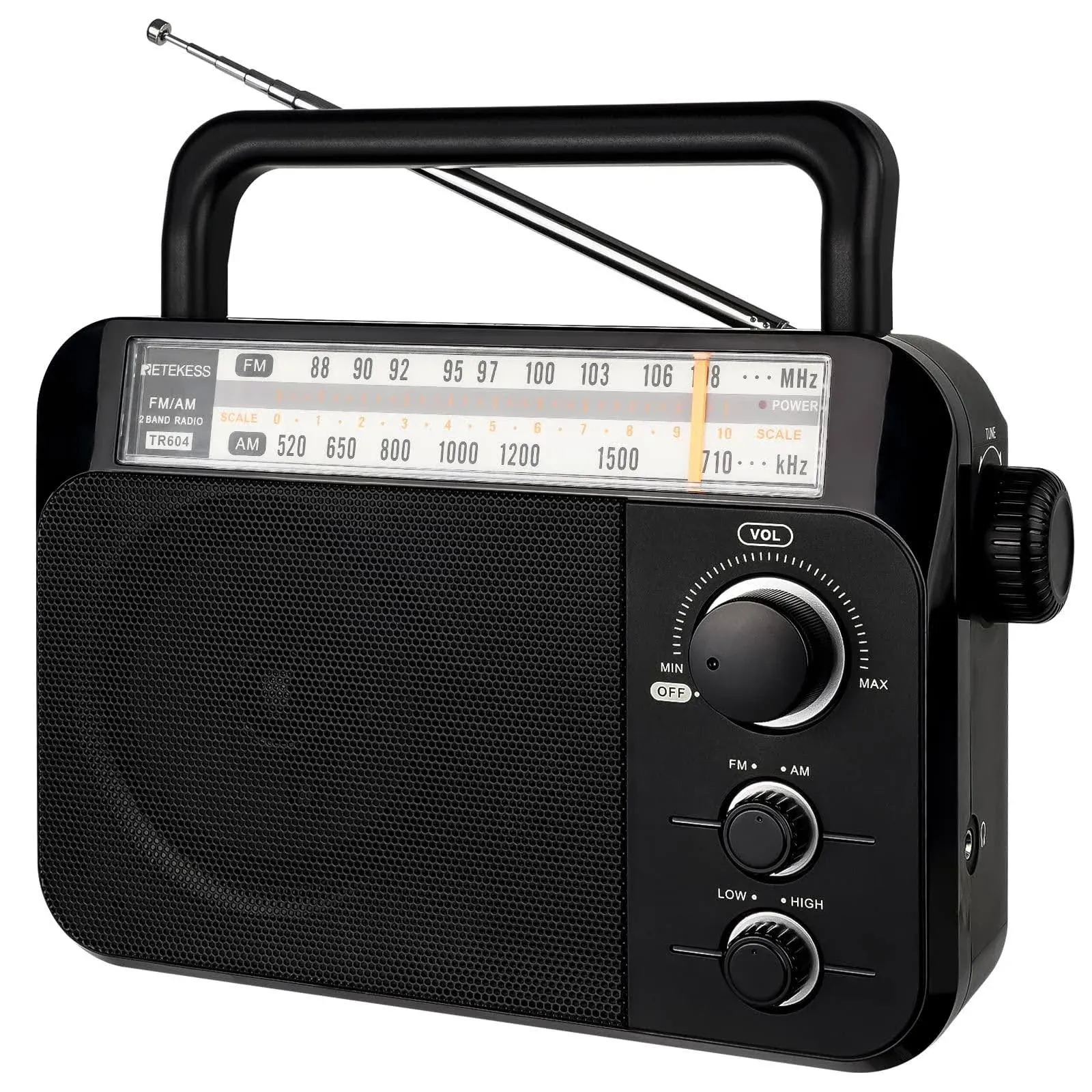 Retekess Tr604 Am FM Radio Portable Transistor Analog Radio with 3.5mm Earphone Jack Battery Operated by 3 D Cell Batteries AC Power for Elders