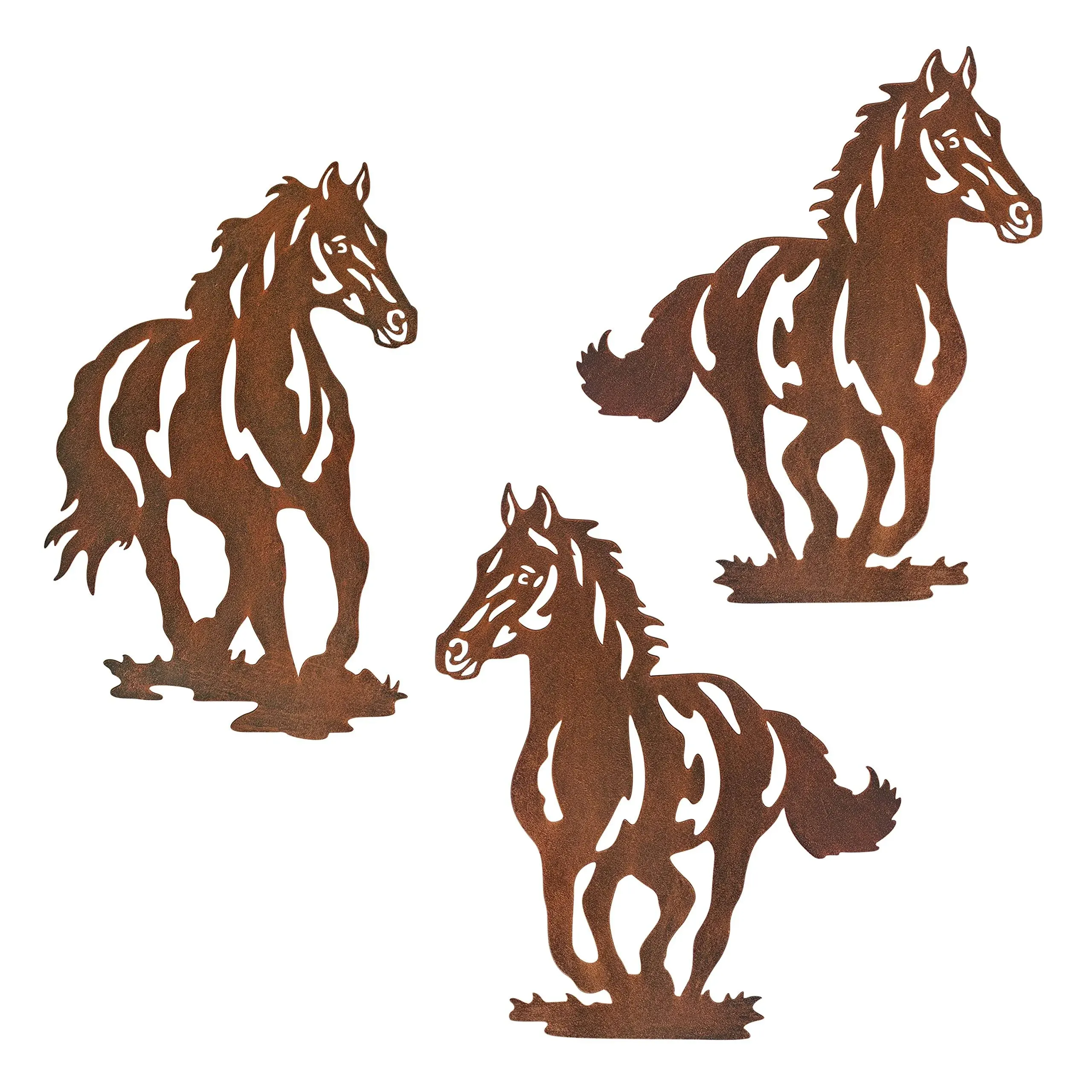 Limygus Metal Horse wall Art décor, 9.3inch set of 3 Rustic Concise Western