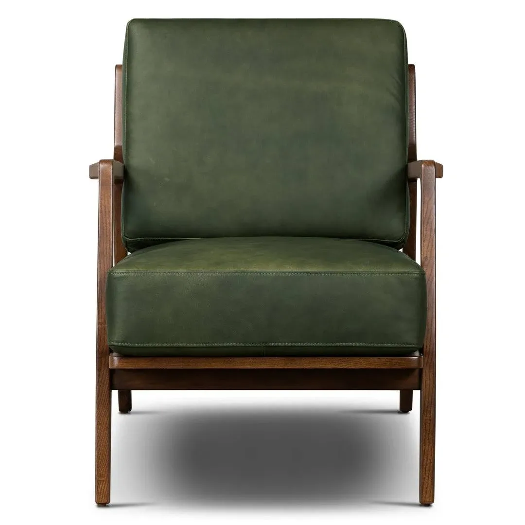 Poly and Bark Verity Fabric Lounge Chair in Distressed Green Velvet