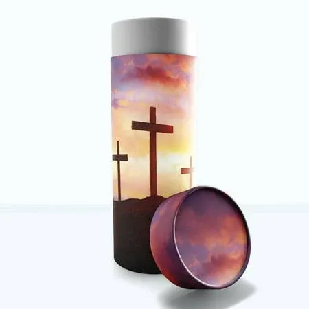 Three Crosses - Biodegradable & Eco Friendly Burial or Scattering Urn / Tube