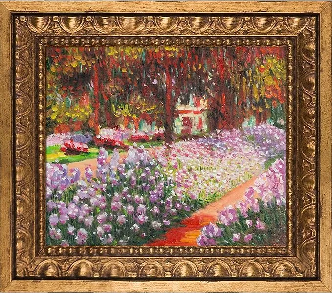 La Pastiche Claude Monet 'Artist's Garden at Giverny' Hand Painted Oil Reproduction