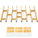 SpaceAid Bamboo Drawer Dividers with Inserts and Labels, Kitchen Adjustable ...