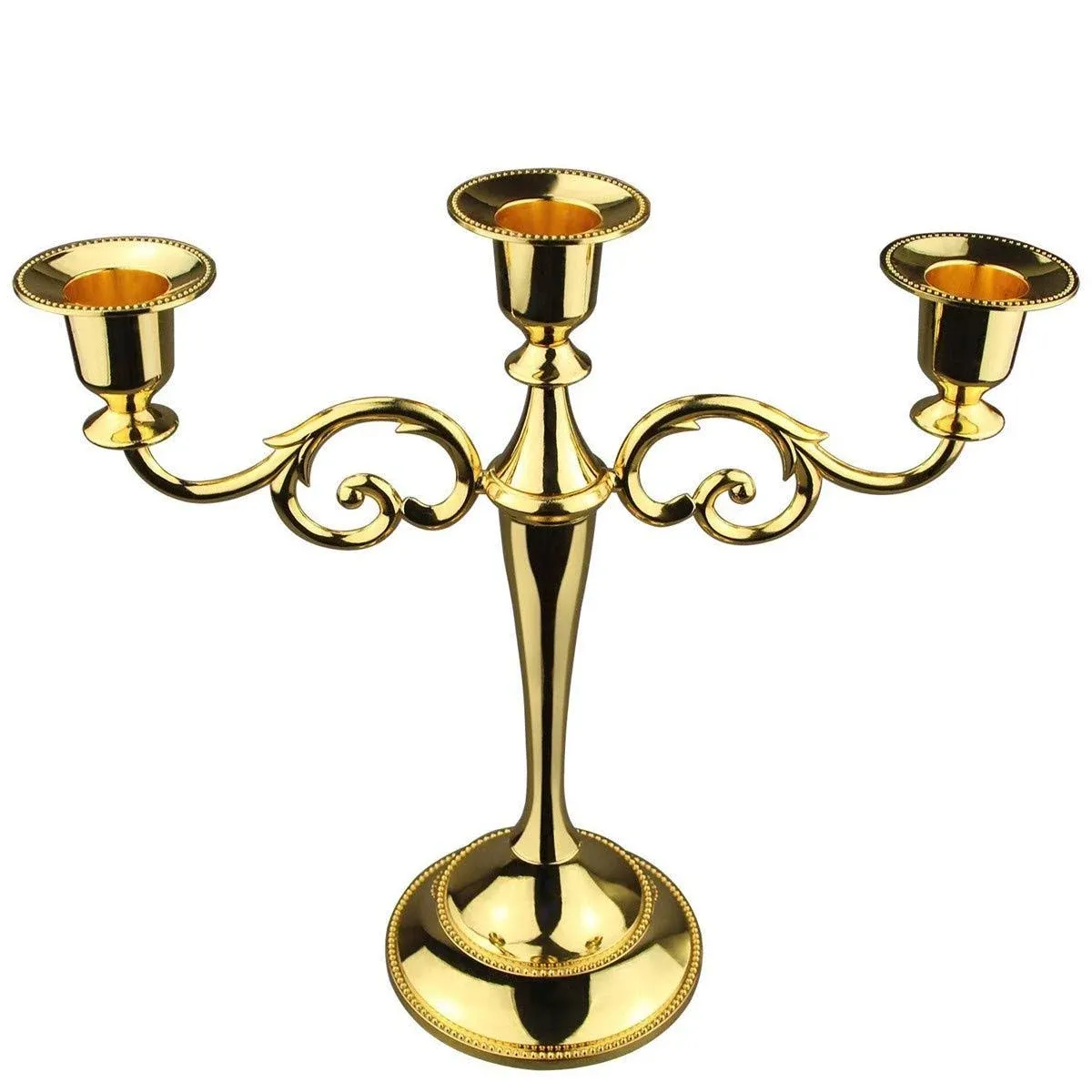 Retro Metal Candlestick 3 Arms 10" Tall Candle Holder Wedding Event Candelabra ...