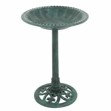 28 inch Height Pedestal Bird Bath Outdoor Garden Decor Vintage Yard Art