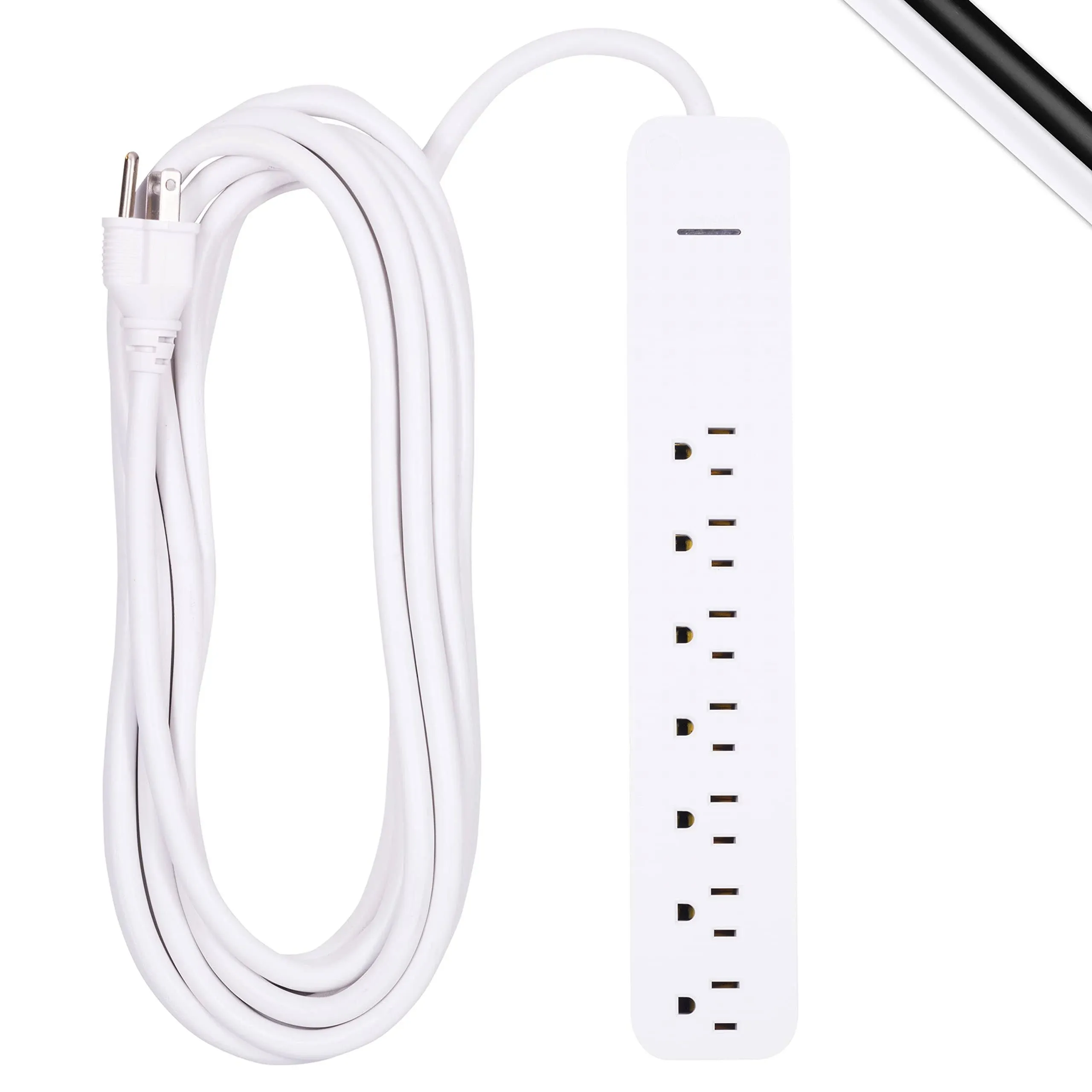 GE 36361 25 ft. 16/3 7-Outlet Surge Protector Power Strip Extension Cord, White