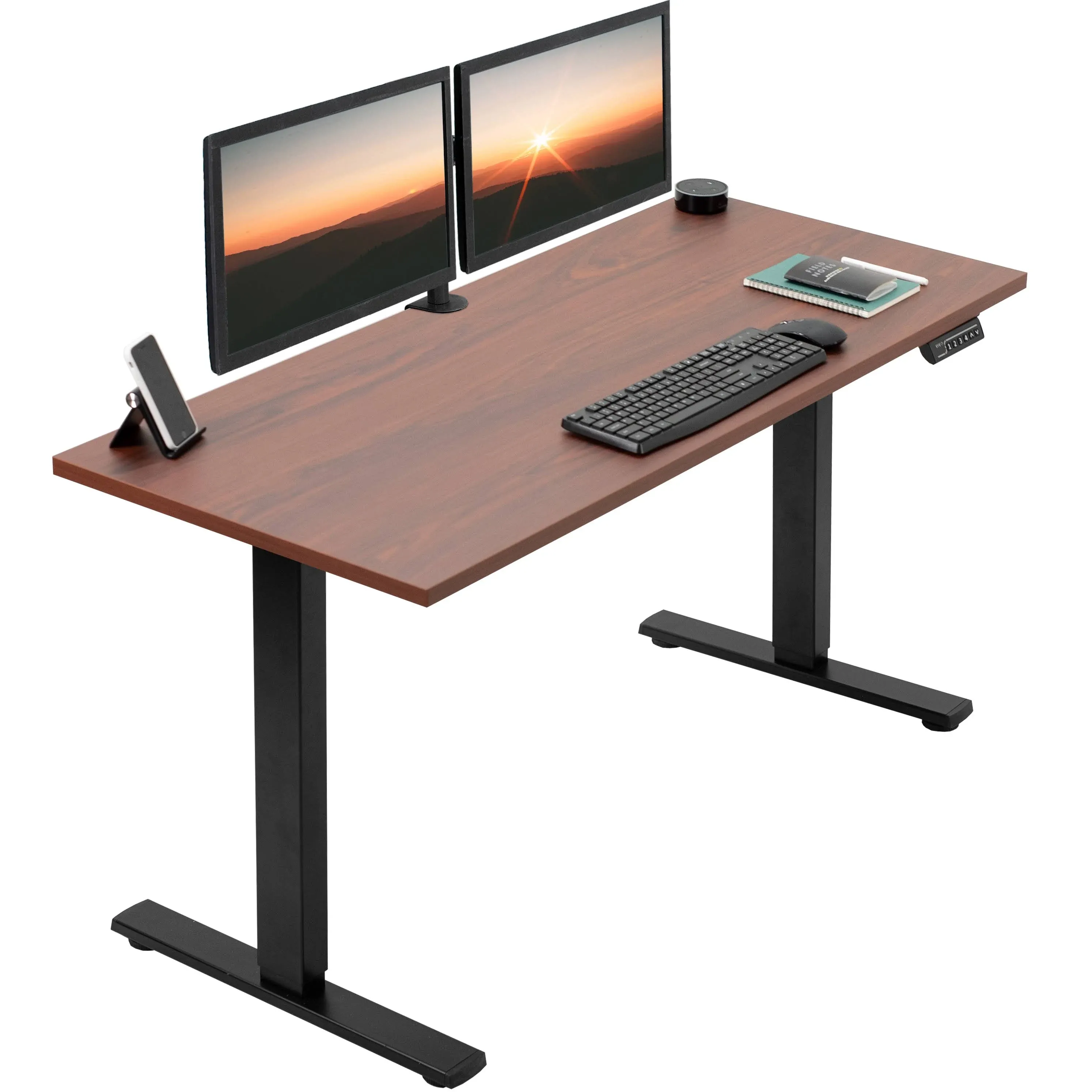 VIVO Electric 55 x 24 inch Square Edge Sit Stand Desk, Memory Controller Height Adjustment, 1B-S Series, Black Top White Frame, DESK-KIT-1W55S-B