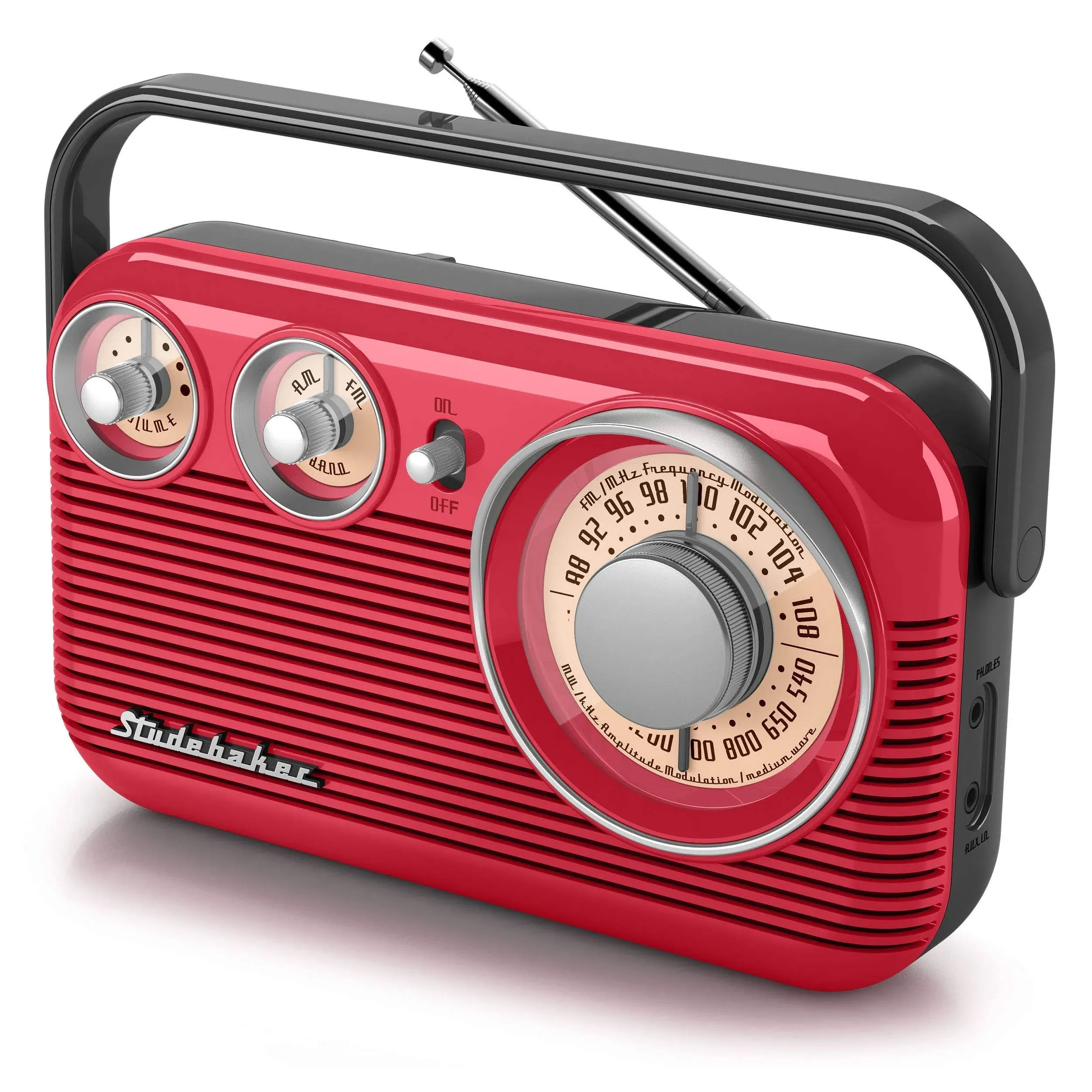 Sb2003 Retro Portable Am/fm Radio red/black