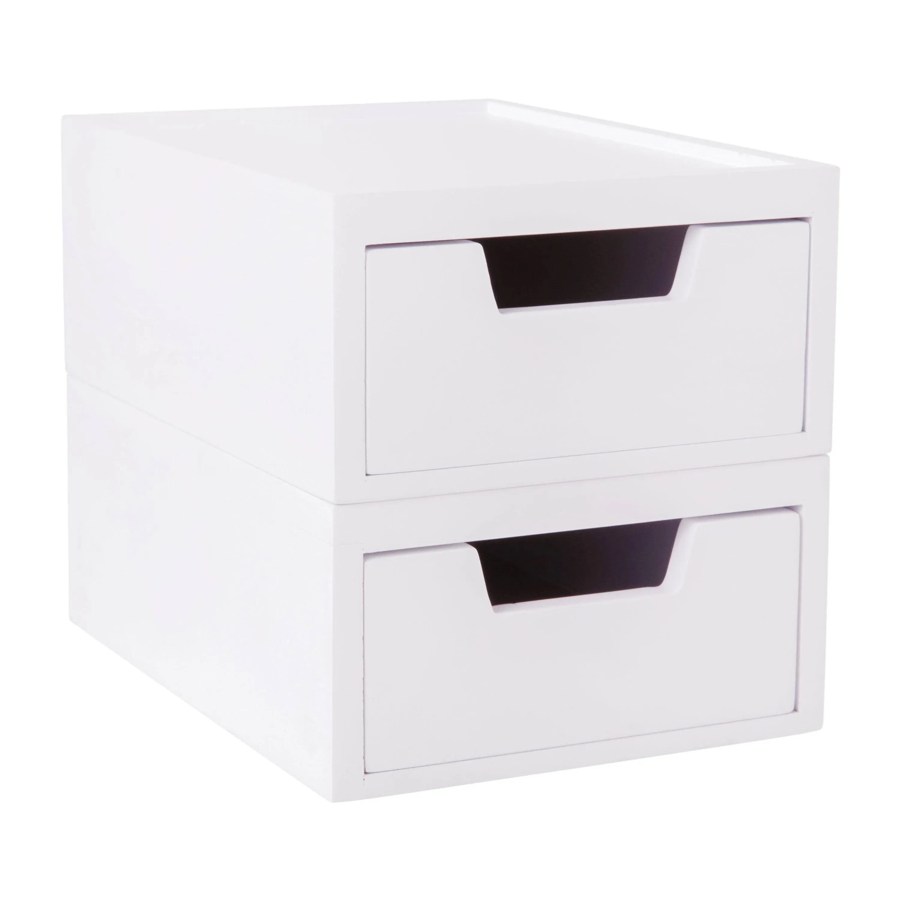 Martha Stewart Set of 2 Wooden Storage Boxes with Pullout Drawers - White