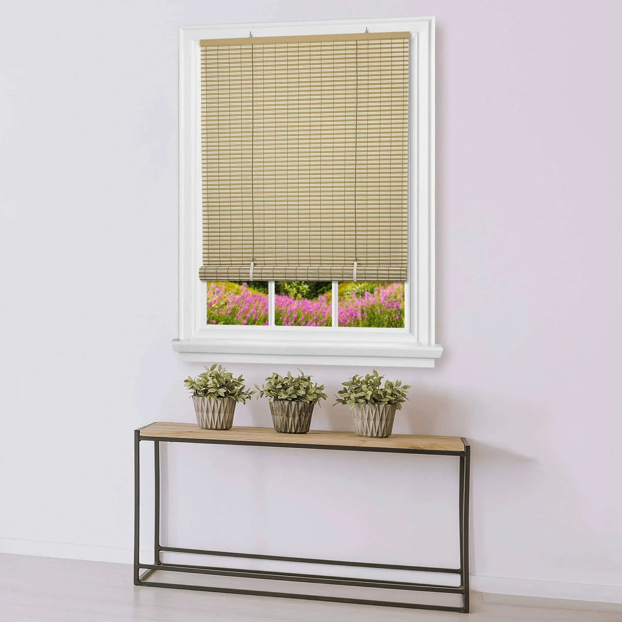 Ben&Jonah Simple Elegance Cordless Eclipse Collection Vinyl Roll-Up Blind 30" L x 72" W - Woodtone