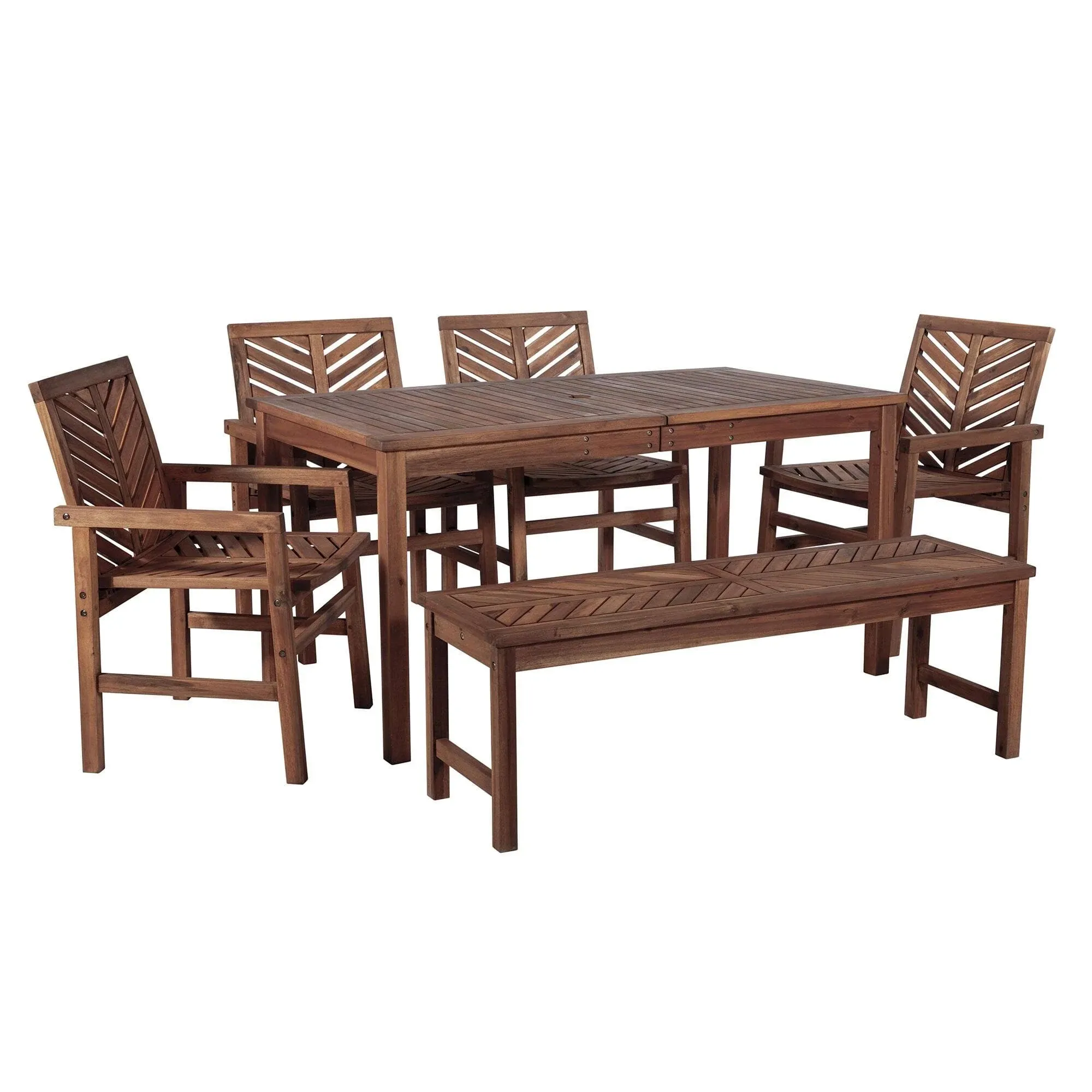 Walker Edison 6-Piece Chevron Outdoor Patio Dining Set - Dark Brown