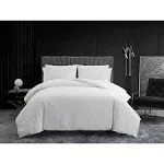 Vera Wang Abstract Crinkle White Duvet Cover Set