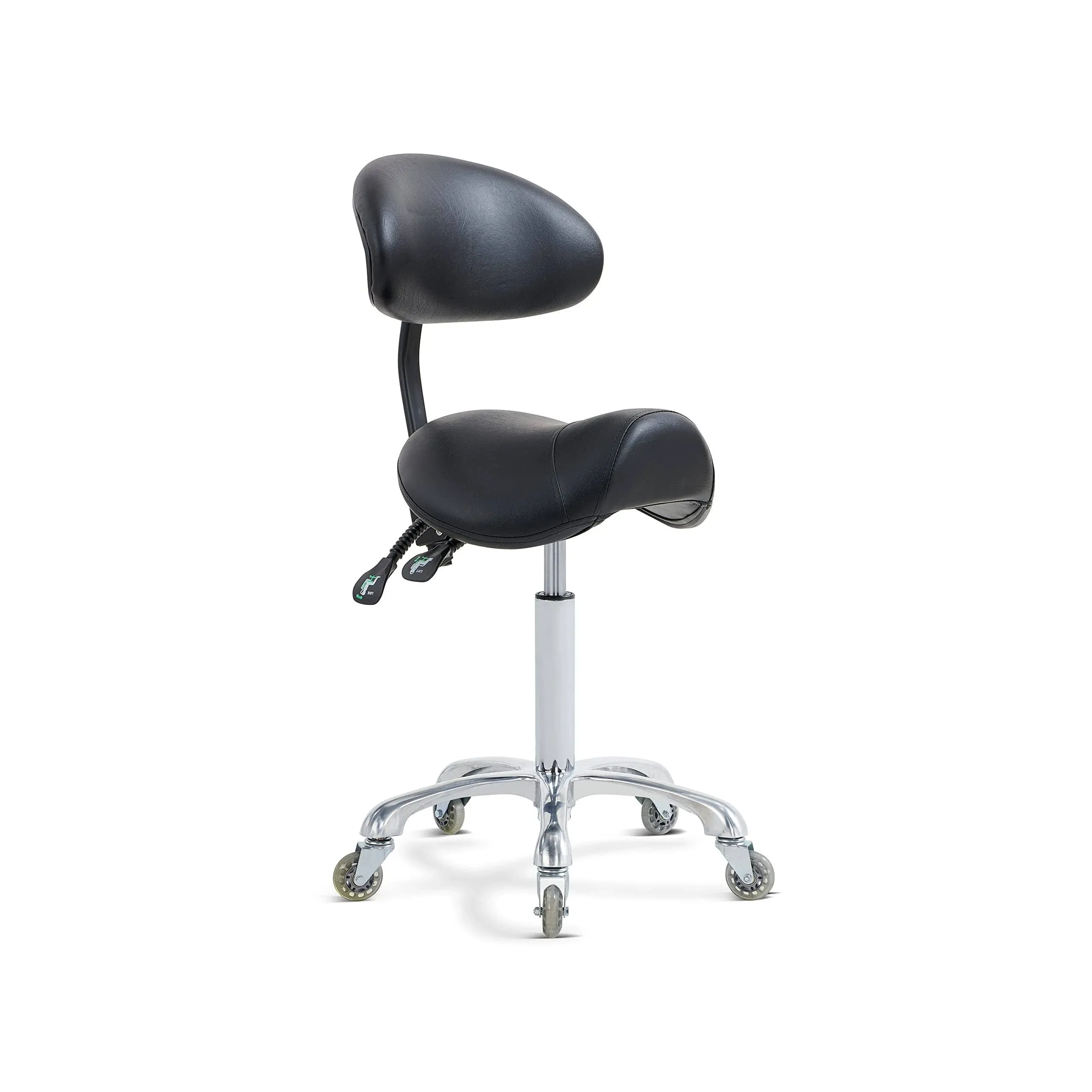 Ergonomic Saddle Stool with Back Support and Adjustable Height - Professional..<wbr/>.