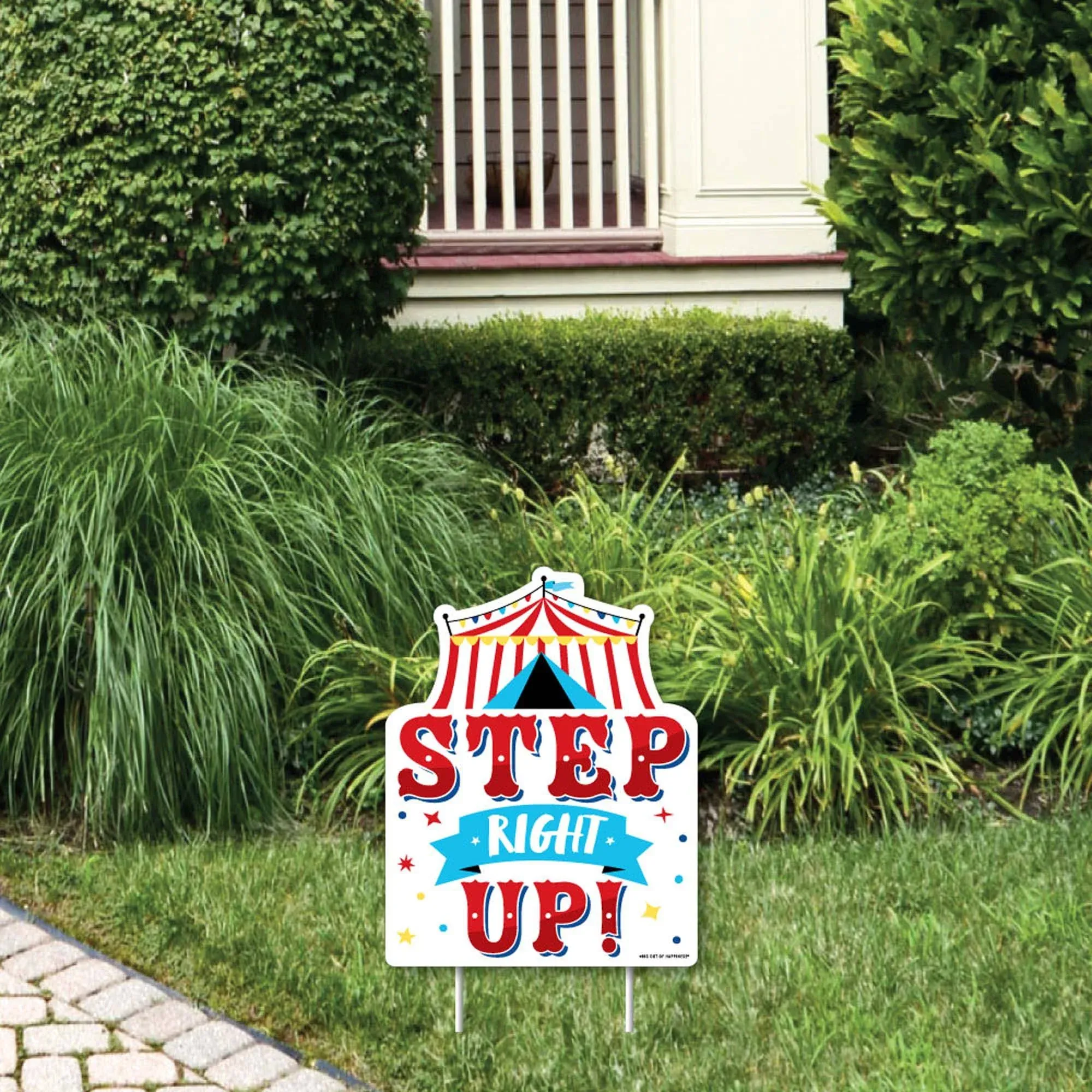 Carnival - Step Right Up Circus - Outdoor Lawn Sign - Carnival Themed Party Yard Sign - 1 Piece